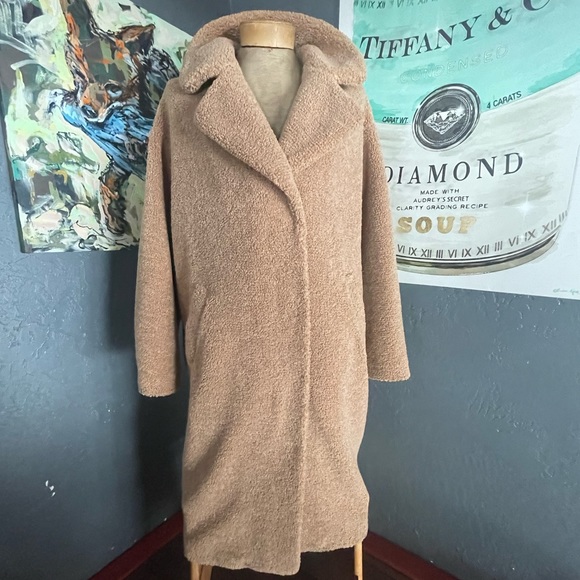 NWOT UGG Charlisse Teddy Bear Long Coat in Camel SZ L - Picture 3 of 14